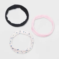 Girls' 3pk Floral Headwrap Headband Set - Art Class™ Navy Blue/Pink/Black: Fashion Accessory For All Hair Types