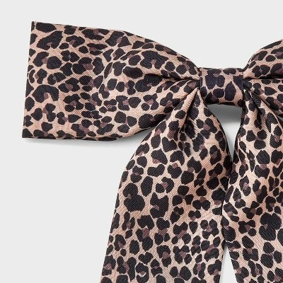 Girls' Satin Leopard Printed Bow - Art Class™ Black/Brown 2 Girls' Satin Leopard Printed Bow - Art Class™ Black/Brown - Image 2