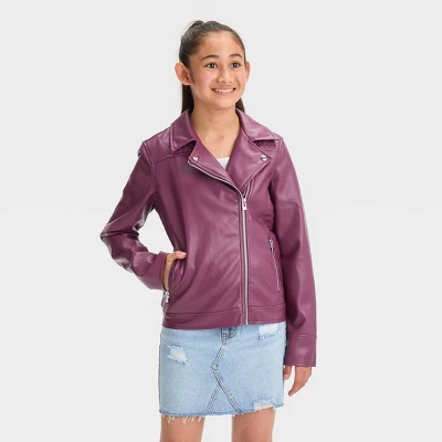 Girls' Faux Leather Moto Jacket - Art Class™ 4 Girls' Faux Leather Moto Jacket - Art Class™ - Image 4