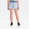 Girls' High-Rise A-Line Colorblock Denim Shorts - Art Class™