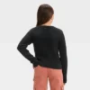 Girls' Fuzzy Ribbed Crewneck Sweater - Art Class™