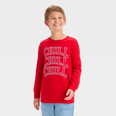 Boys' Chill Chill Chill Long Sleeve Graphic T-Shirt - Art Class™ Red 3 Boys' Chill Chill Chill Long Sleeve Graphic T-Shirt - Art Class™ Red - Image 3