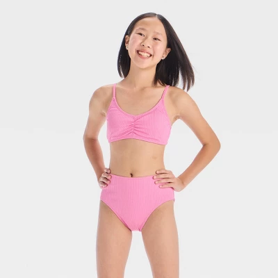 Girls' Tropical Island Swimsuit Top - Art Class™ Pink 2 Girls' Tropical Island Swimsuit Top - Art Class™ Pink - Image 2
