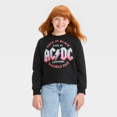 Girls' Cropped 'ACDC' Sweatshirt - Art Class™ Black 3 Girls' Cropped 'ACDC' Sweatshirt - Art Class™ Black - Image 3