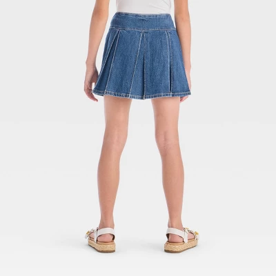 Girls' Drop-Waist Pleated Denim Skirt - Art Class™ 1 Girls' Drop-Waist Pleated Denim Skirt - Art Class™