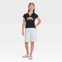 Girls' Short Sleeve Notched Neck Graphic T-Shirt - Art Class™ -Daily Kid Wear Shop GUEST baec0fd0 d417 4df8 b8a0 97a8a5aa89ed