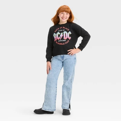Girls' Cropped 'ACDC' Sweatshirt - Art Class™ Black 2 Girls' Cropped 'ACDC' Sweatshirt - Art Class™ Black - Image 2