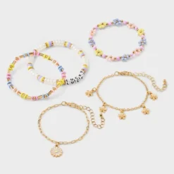 Girls' 5pk Daisies Bracelet - Art Class™: Beaded, Chain, Stretch, Lobster Claw Clasp, 6.5" Length -Daily Kid Wear Shop GUEST bc5b3e49 3480 4c1f bef2 686664efd883