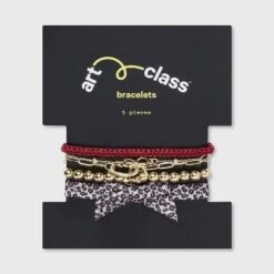 Girls' 5pk Leopard Bow Bracelet Set - Art Class™