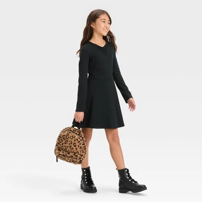 Girls' Long Sleeve Henley Skater Dress - Art Class™ 2 Girls' Long Sleeve Henley Skater Dress - Art Class™ - Image 2
