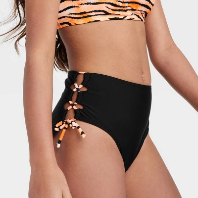 Girls' 2pc Sketchy Tiger High-Waist Bikini Set - Art Class™ Black 1 Girls' 2pc Sketchy Tiger High-Waist Bikini Set - Art Class™ Black