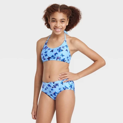 Girls' 3pc Flutter Away Swimwear Set - Art Class™ Blue 1 Girls' 3pc Flutter Away Swimwear Set - Art Class™ Blue