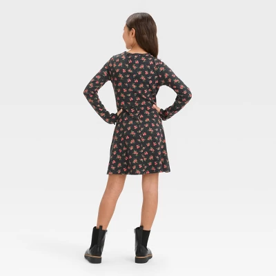 Girls' Long Sleeve Seam Front Fitted Dress - Art Class™ 1 Girls' Long Sleeve Seam Front Fitted Dress - Art Class™