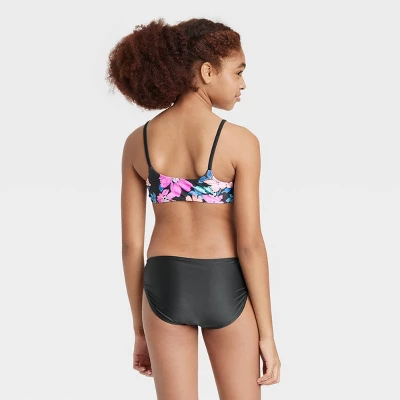Girls' 3pc Western Blooms Swimwear Set - Art Class™ Black 2 Girls' 3pc Western Blooms Swimwear Set - Art Class™ Black - Image 2
