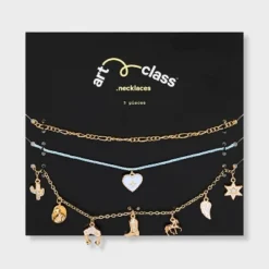 Girls' 3pk Western Heart Charms Necklace - Art Class™