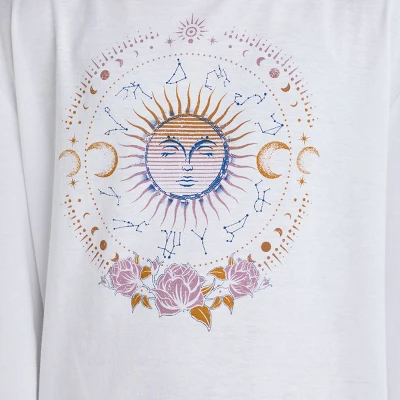 Girls' Long Sleeve Zodiac Oversized Graphic T-Shirt - Art Class™ White 1 Girls' Long Sleeve Zodiac Oversized Graphic T-Shirt - Art Class™ White