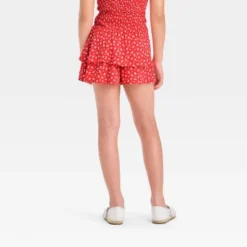 Girls' Smocked Waist Floral Tiered Skort - Art Class™