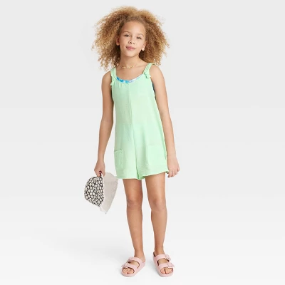 Girls' Solid Cover Up Romper - Art Class™ Green 2 Girls' Solid Cover Up Romper - Art Class™ Green - Image 2
