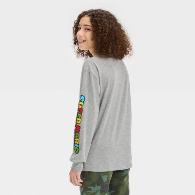 Boys' Long Sleeve Mario Graphic T-Shirt - Art Class™ Heather Gray 2 Boys' Long Sleeve Mario Graphic T-Shirt - Art Class™ Heather Gray - Image 2