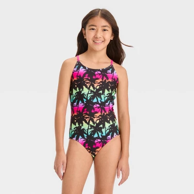 Girls' Tropical Ombre Abstract Printed One Piece Swimsuit Set - Art Class™ 1 Girls' Tropical Ombre Abstract Printed One Piece Swimsuit Set - Art Class™