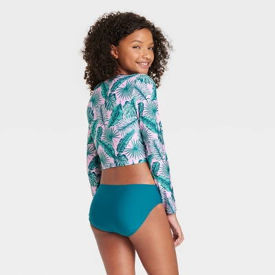 Girls' 3pc Miami Tropics With Front Twist Rash Guard Swimwear Set - Art Class™ 3 Girls' 3pc Miami Tropics With Front Twist Rash Guard Swimwear Set - Art Class™ - Image 3