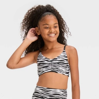 Girls' 'Sun Seeker' Zebra Striped Bikini Swim Top - Art Class™ Black 3 Girls' 'Sun Seeker' Zebra Striped Bikini Swim Top - Art Class™ Black - Image 3