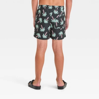 Boys' Palm Tree Printed Swim Shorts - Art Class™ Black 1 Boys' Palm Tree Printed Swim Shorts - Art Class™ Black