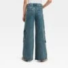 Girls' Mid-Rise Wide Leg Cargo Jeans - Art Class™