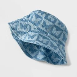 Girls' Denim Butterfly Bucket Hat - Art Class™ Blue