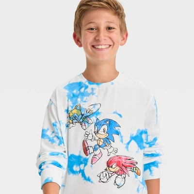 Boys' Tie-Dye Sonic Long Sleeve Graphic T-Shirt - Art Class™ Blue/White 1 Boys' Tie-Dye Sonic Long Sleeve Graphic T-Shirt - Art Class™ Blue/White
