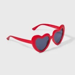 Girls' Heart Sunglasses - Art Class™ Red: UV Protection, Recycled Plastic Frame, Kids 10-12 Years