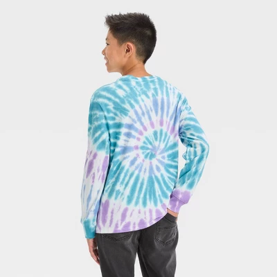 Boys' Swirl Tie-Dye Long Sleeve Graphic T-Shirt - Art Class™ Purple/Green/White 2 Boys' Swirl Tie-Dye Long Sleeve Graphic T-Shirt - Art Class™ Purple/Green/White - Image 2