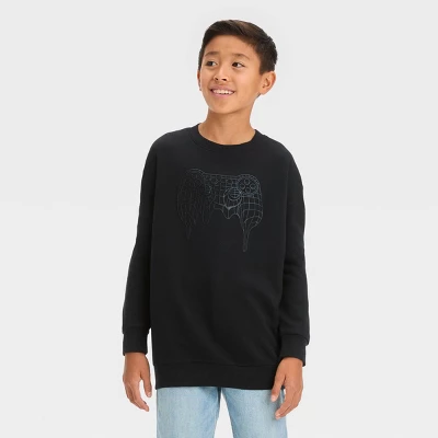Boys' Crew Neck Game Controller Graphic Sweatshirt - Art Class™ Black 3 Boys' Crew Neck Game Controller Graphic Sweatshirt - Art Class™ Black - Image 3