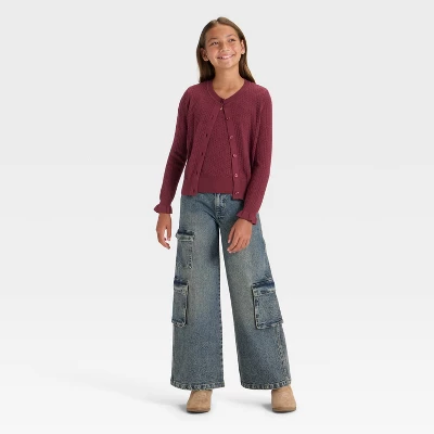 Girls' Open Work Fitted Cardigan - Art Class™ 2 Girls' Open Work Fitted Cardigan - Art Class™ - Image 2