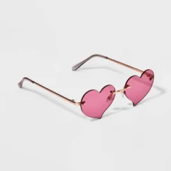 Girls' Rimless Heart Sunglasses - Art Class™ Pink: Maximum UV Protection, Adjustable Nose Pads, Metal Frame, Ages 10-18