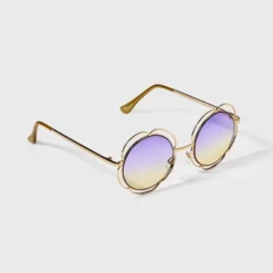 Girls' Metal Flowers Sunglasses - Art Class™ Purple/Gold: Adjustable Nose Pads, Maximum UV Protection, Recycled Metal Frame