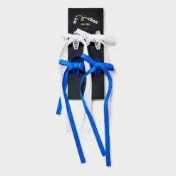 Girls' 4pk Long Tail Satin Bow Claw Clip Set - Art Class™ Blue/White
