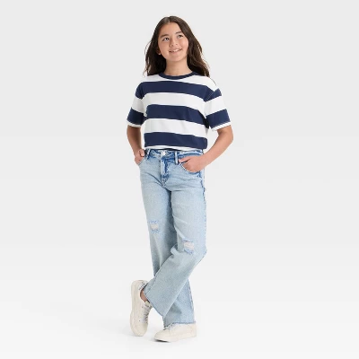 Girls' Oversized Short Sleeve Striped T-Shirt - Art Class™ 2 Girls' Oversized Short Sleeve Striped T-Shirt - Art Class™ - Image 2