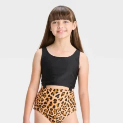Girls' Leopard Print Knotted One Piece Swimsuit - Art Class™ Black -Daily Kid Wear Shop GUEST fd26c2b2 b16a 459f b818 ae05e81b5f74